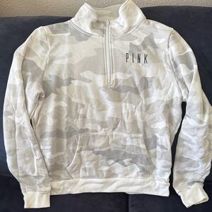 PINK Victoria's Secret Women's Zip Up Sweater - White Camo
